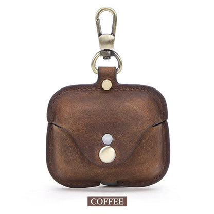 Luxury Genuine Leather Case for Apple Airpods Pro Airpods 2 / 1 Wireless Earphone Cases Funda Airpod Cover with Key Chain Hook