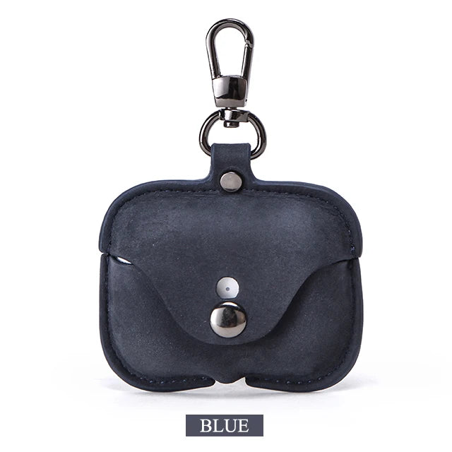 Luxury Genuine Leather Case for Apple Airpods Pro Airpods 2 / 1 Wireless Earphone Cases Funda Airpod Cover with Key Chain Hook