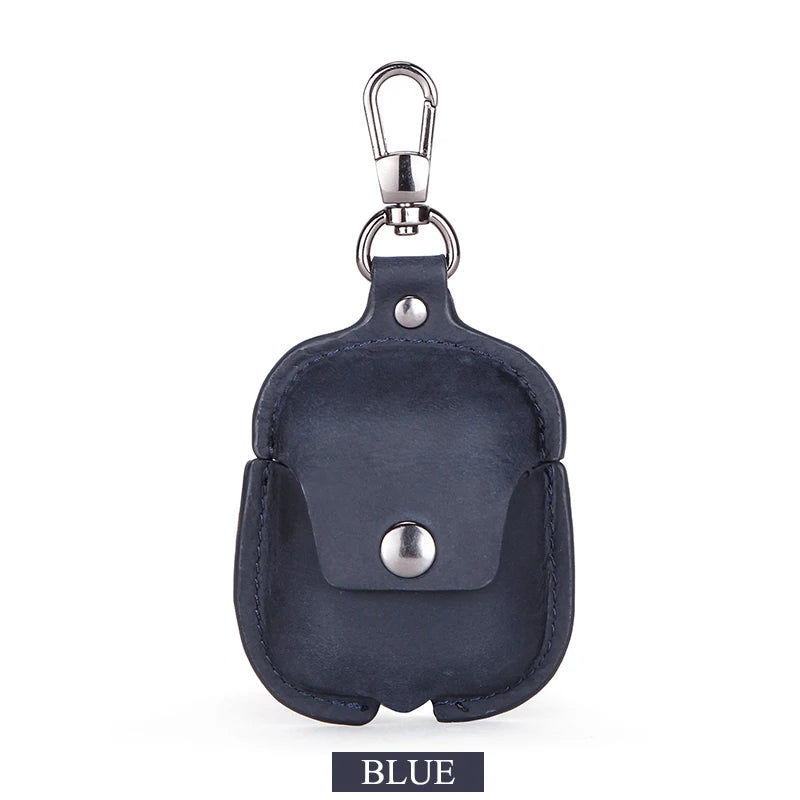 Luxury Genuine Leather Case for Apple Airpods Pro Airpods 2 / 1 Wireless Earphone Cases Funda Airpod Cover with Key Chain Hook