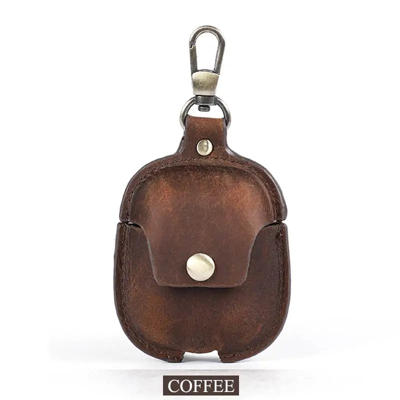 Luxury Genuine Leather Case for Apple Airpods Pro Airpods 2 / 1 Wireless Earphone Cases Funda Airpod Cover with Key Chain Hook