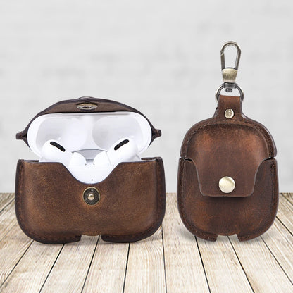Luxury Genuine Leather Case for Apple Airpods Pro Airpods 2 / 1 Wireless Earphone Cases Funda Airpod Cover with Key Chain Hook
